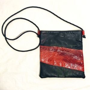 Hand Crafted Genuine Leather Genuine Snake Skin Cross Body Purse